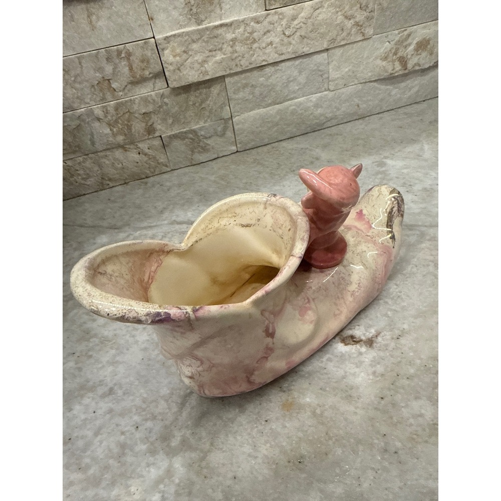 Treasure Craft Pixie Elf on Shoe Planter Pink Purple Marbled Ceramic Vintage - Picture 8 of 12